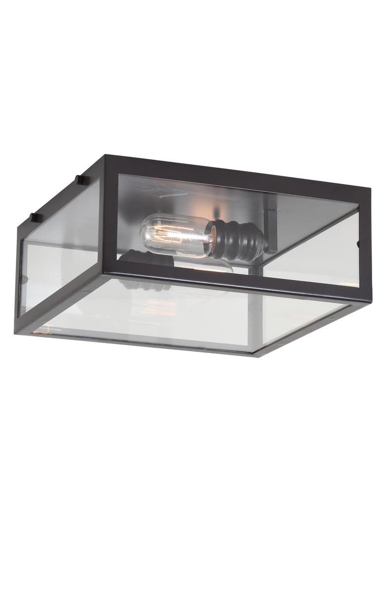 JONATHAN Y Grayson Metal/Glass LED Flush Mount, Main, color, Oil Rubbed Bronze / Clear