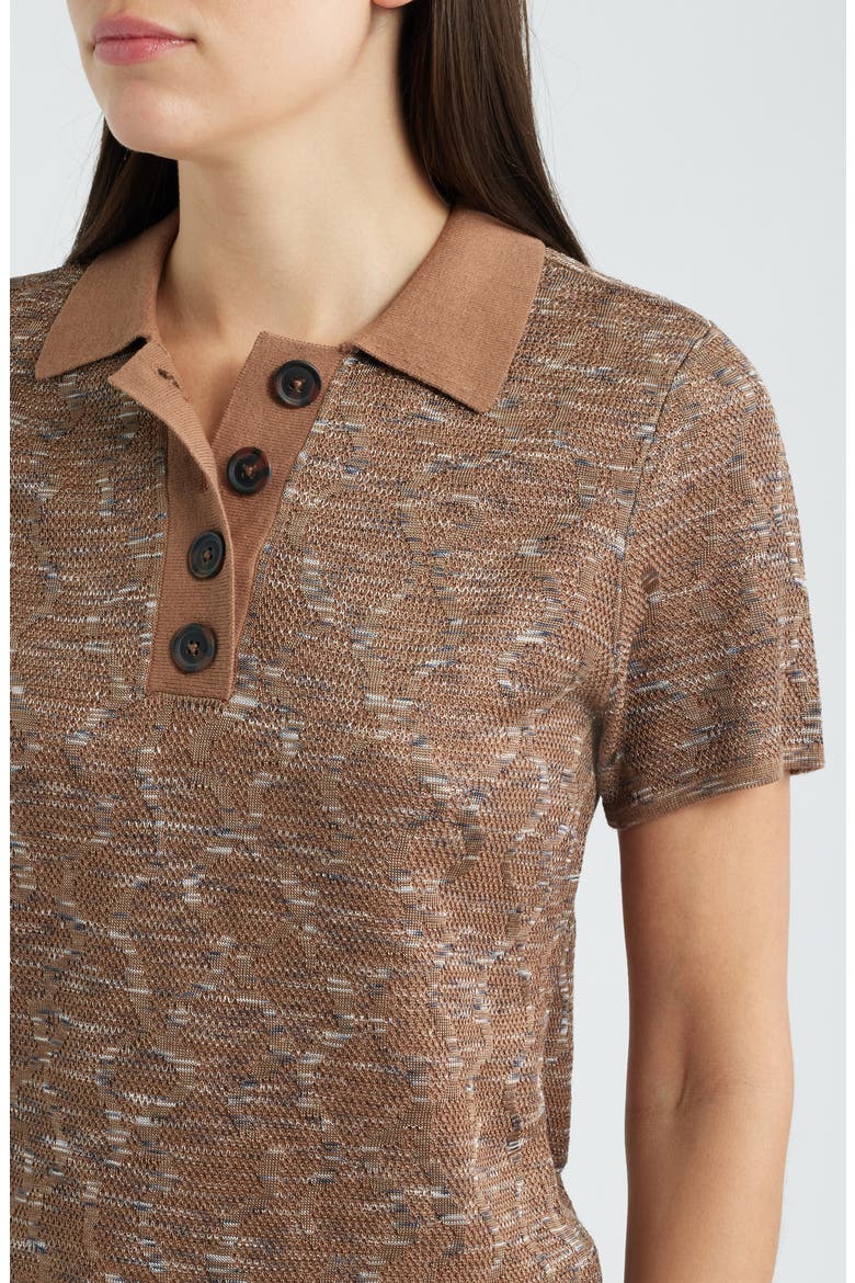 Swirl Jacquard Polo Sweater, Alternate, color, BROWN MULTI