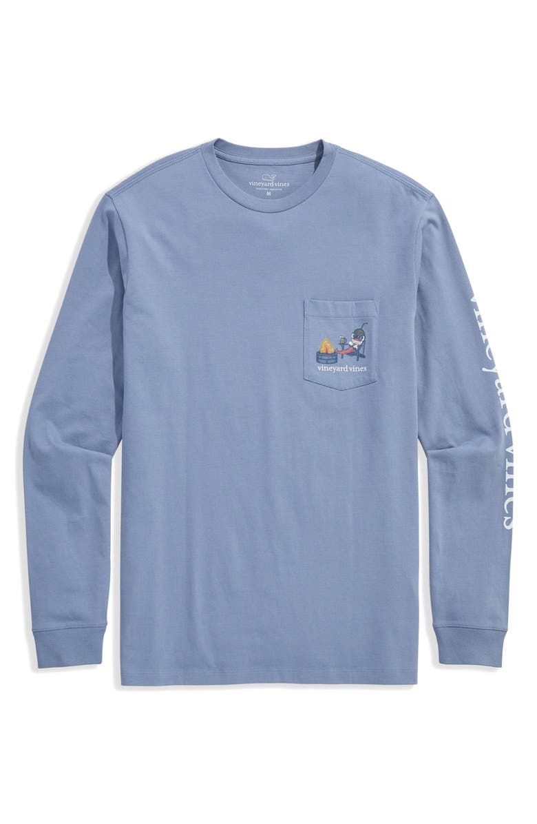 vineyard vines Chilly Peppers Long Sleeve Cotton Graphic Pocket T-Shirt, Main, color, Summer Evening