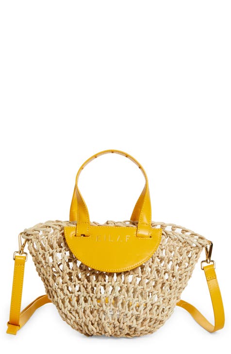 Yellow straw purse sale