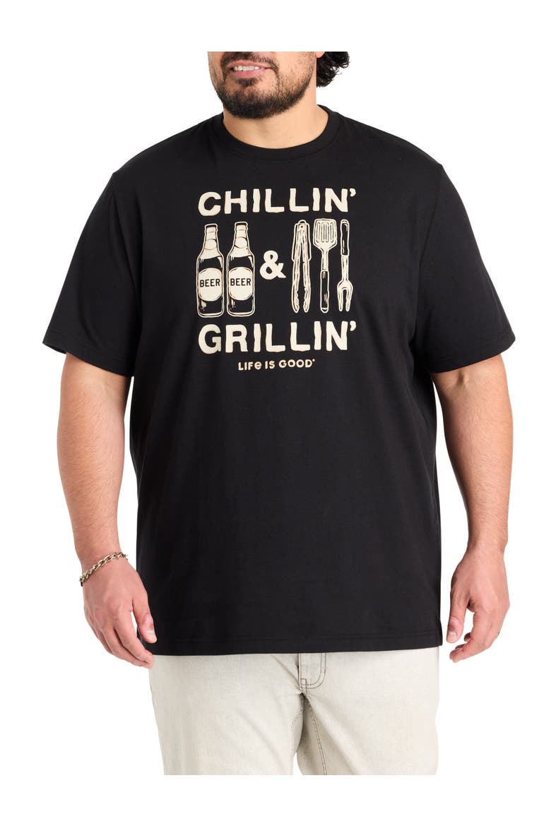 Big & Tall Chillin And Grillin' Graphic Tee, Main, color, BLACK