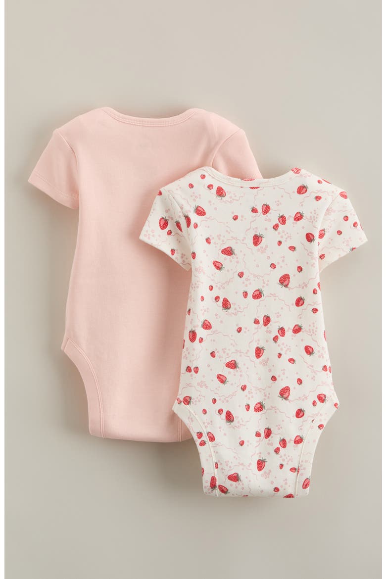 Assorted 2-Pack Bodysuits, Alternate, color, IVORY STRAWBERRY-PINK PACK