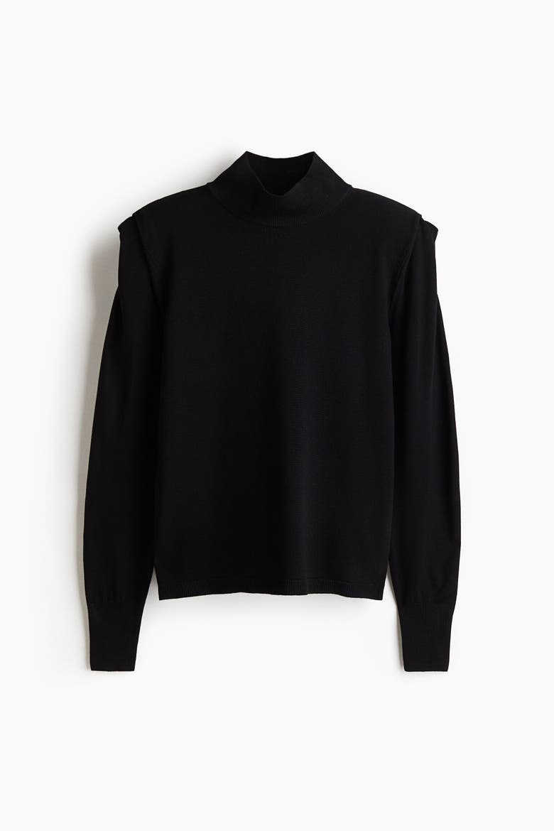 Fine-knit Turtleneck Top, Alternate, color, Black
