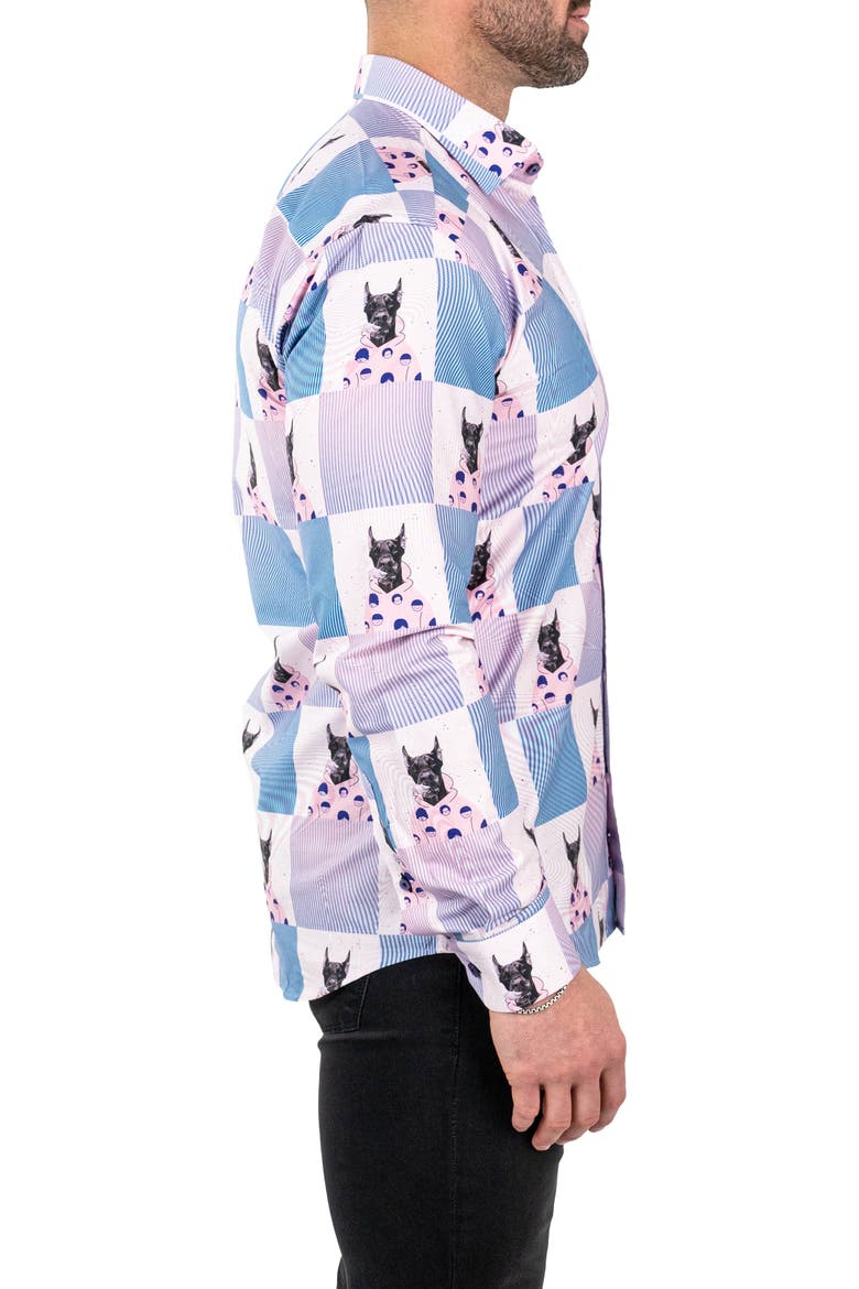 Fibonacci Snoop Contemporary Fit Button-Up Shirt, Alternate, color, PINK