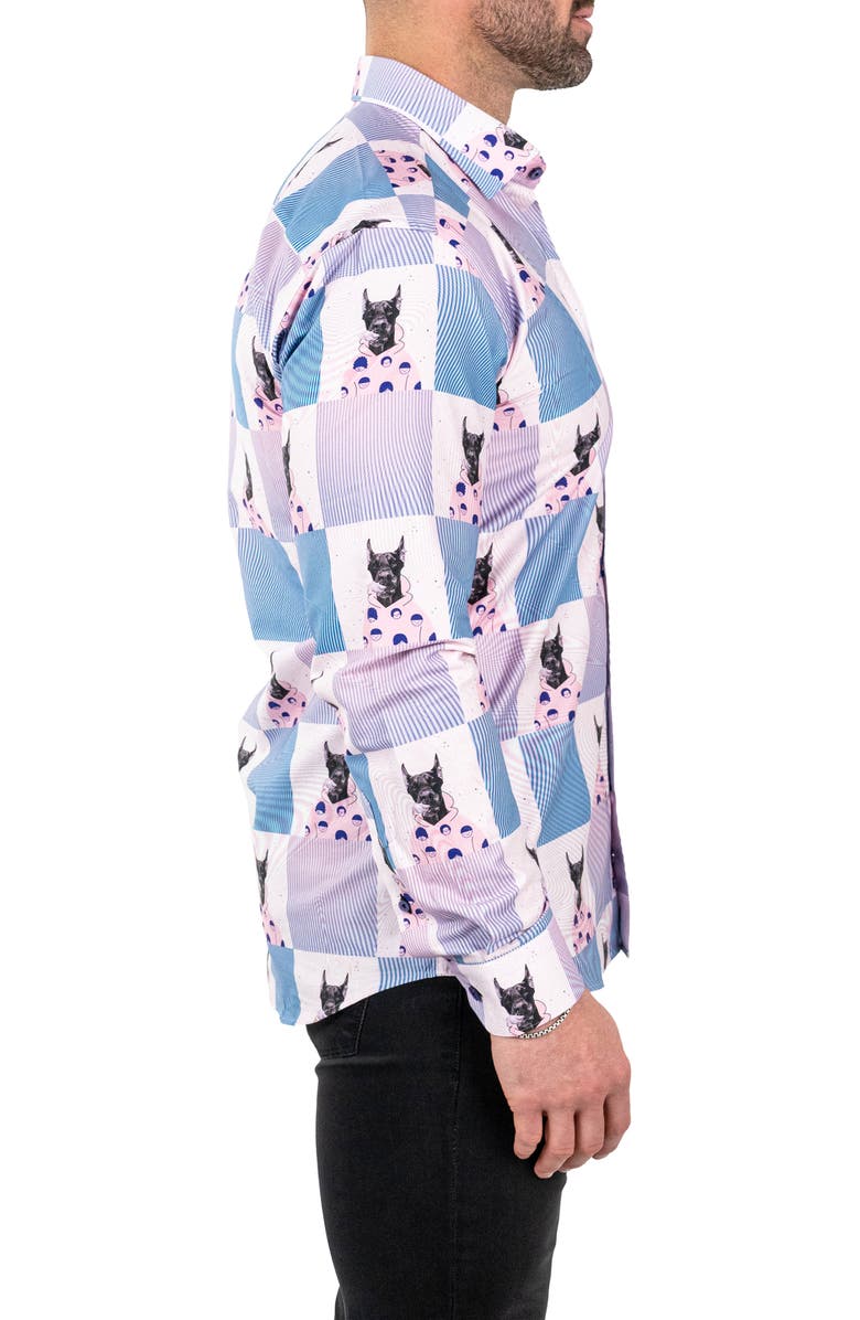Maceoo Fibonacci Snoop Contemporary Fit Button-Up Shirt, Alternate, color, Pink