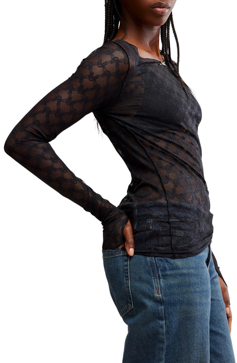 Free People From Me to You Long Sleeve Sheer Lace T-Shirt, Alternate, color, 