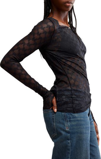 From Me to You Long Sleeve Sheer Lace T-Shirt