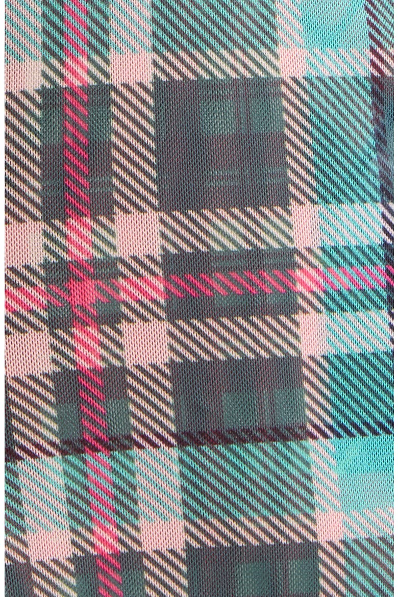 Girl from Mars Mesh Off the Shoulder Dress, Alternate, color, MIXED PLAID