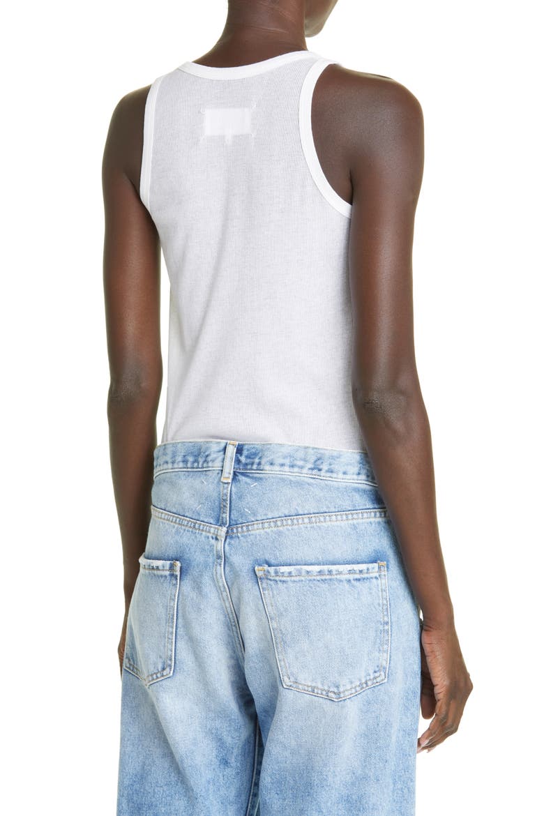 Patch Rib Cotton & Silk Tank, Alternate, color, WHITE