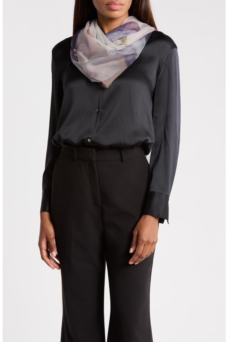 Ombre Floral Square Scarf, Main, color, NEUTRAL