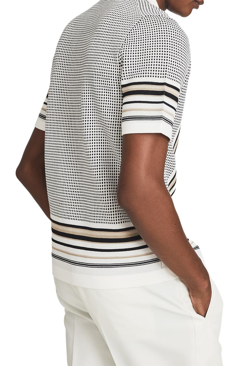 Reiss Appleton Stripe Short Sleeve Knit Button-Up Shirt, Alternate, color,