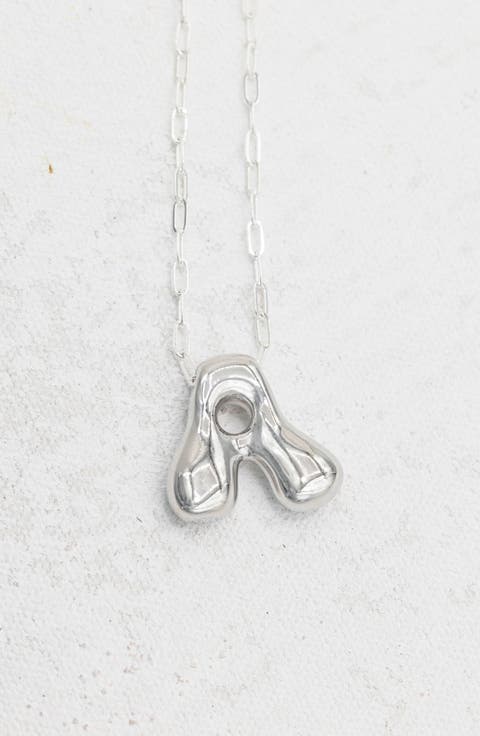 Small Paperclip Necklace with Silver Letter Charm