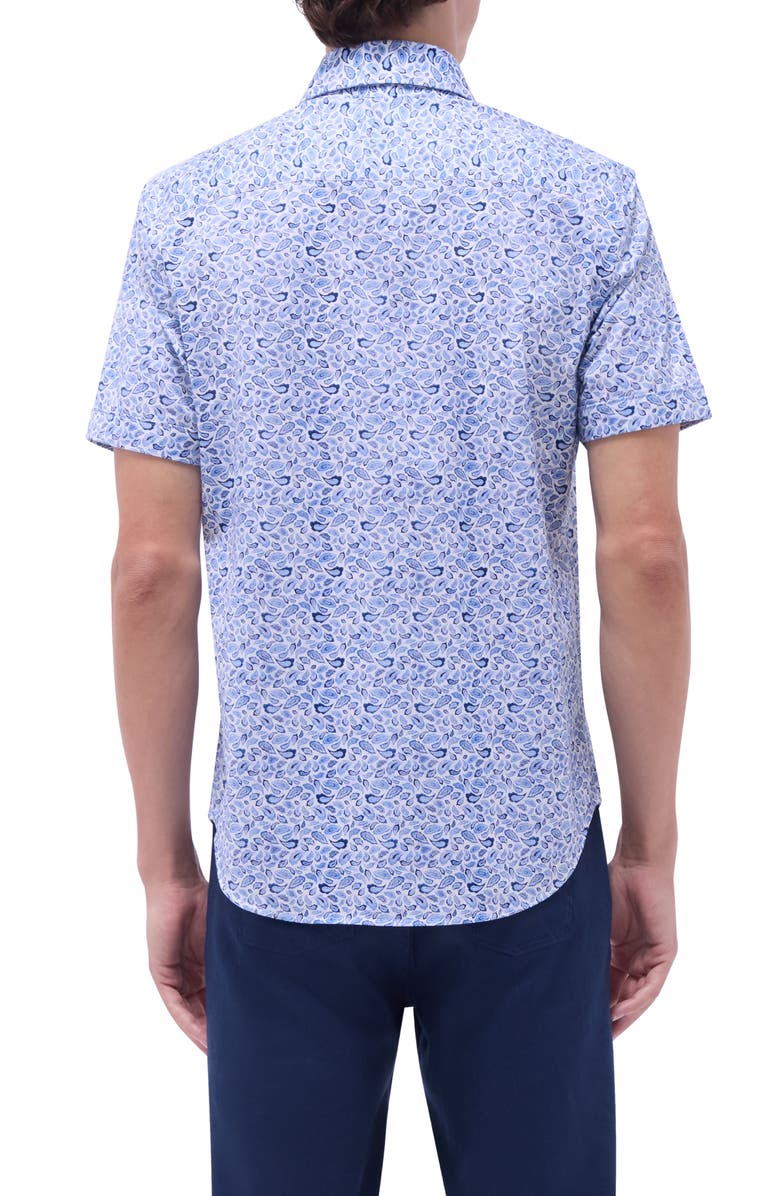 Bugatchi Miles OoohCotton<sup>®</sup> Short Sleeve Button-Up Shirt, Alternate, color, Classic Blue