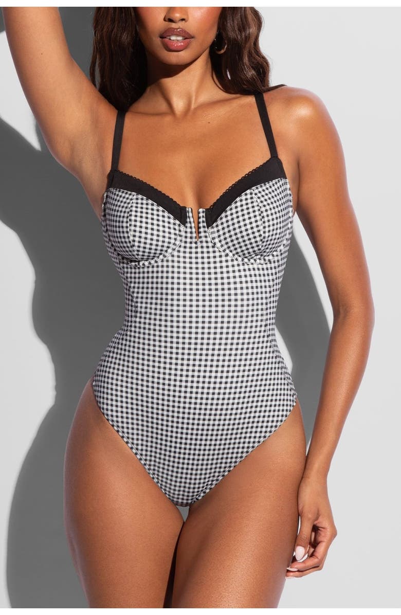 TA3 Mega Sculpting V-wire One Piece Swimsuit, Main, color, Gingham