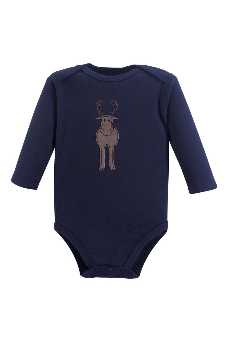 Cotton Long-Sleeve Bodysuit 3Pk, Alternate, color, Forest