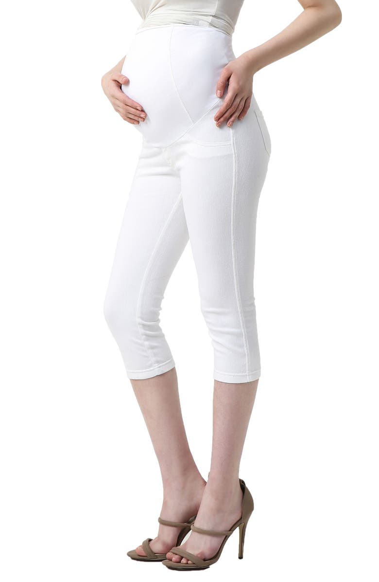 Kimi and Kai Melody Capri Denim Maternity Leggings, Alternate, color,