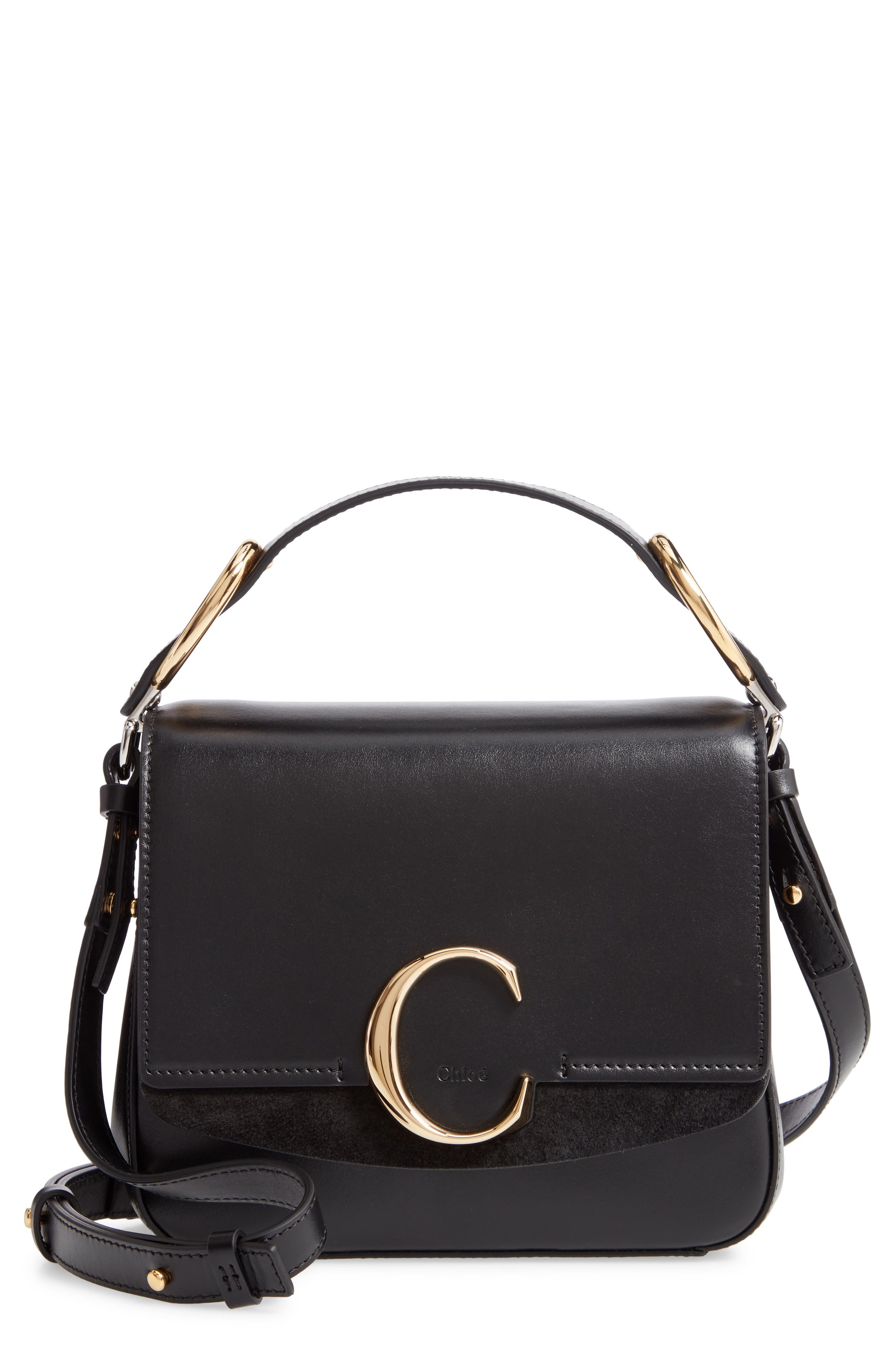 Chloé Small C Convertible Leather Bag, Main, color, 