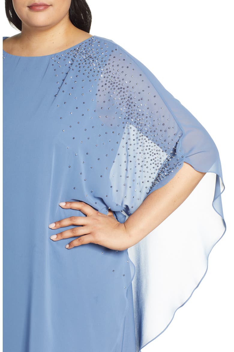Xscape Beaded Chiffon Overlay Dress, Alternate, color, PERIWINKLE