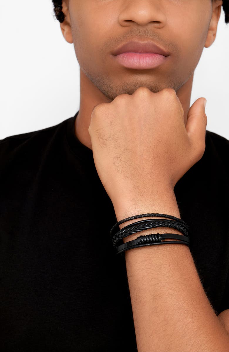 Adornia Men's Leather Multistrand Magnetic Bracelet, Alternate, color, 