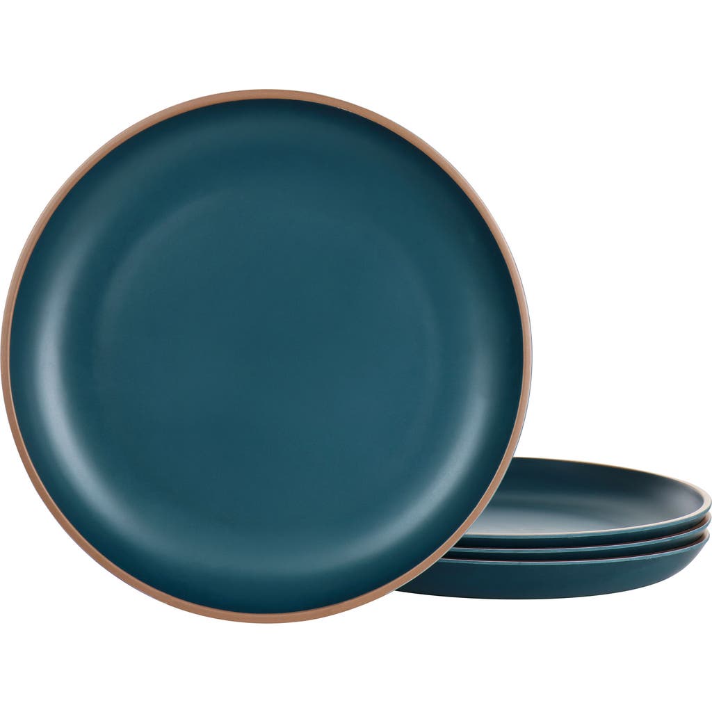 Gibson Home Rockabye 4 Piece Melamine Dinner Plate Set In Blue