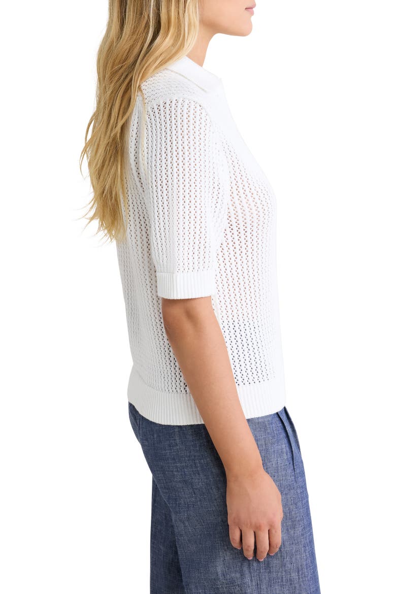 Open Stitch Polo Sweater, Alternate, color, PAPER WHITE