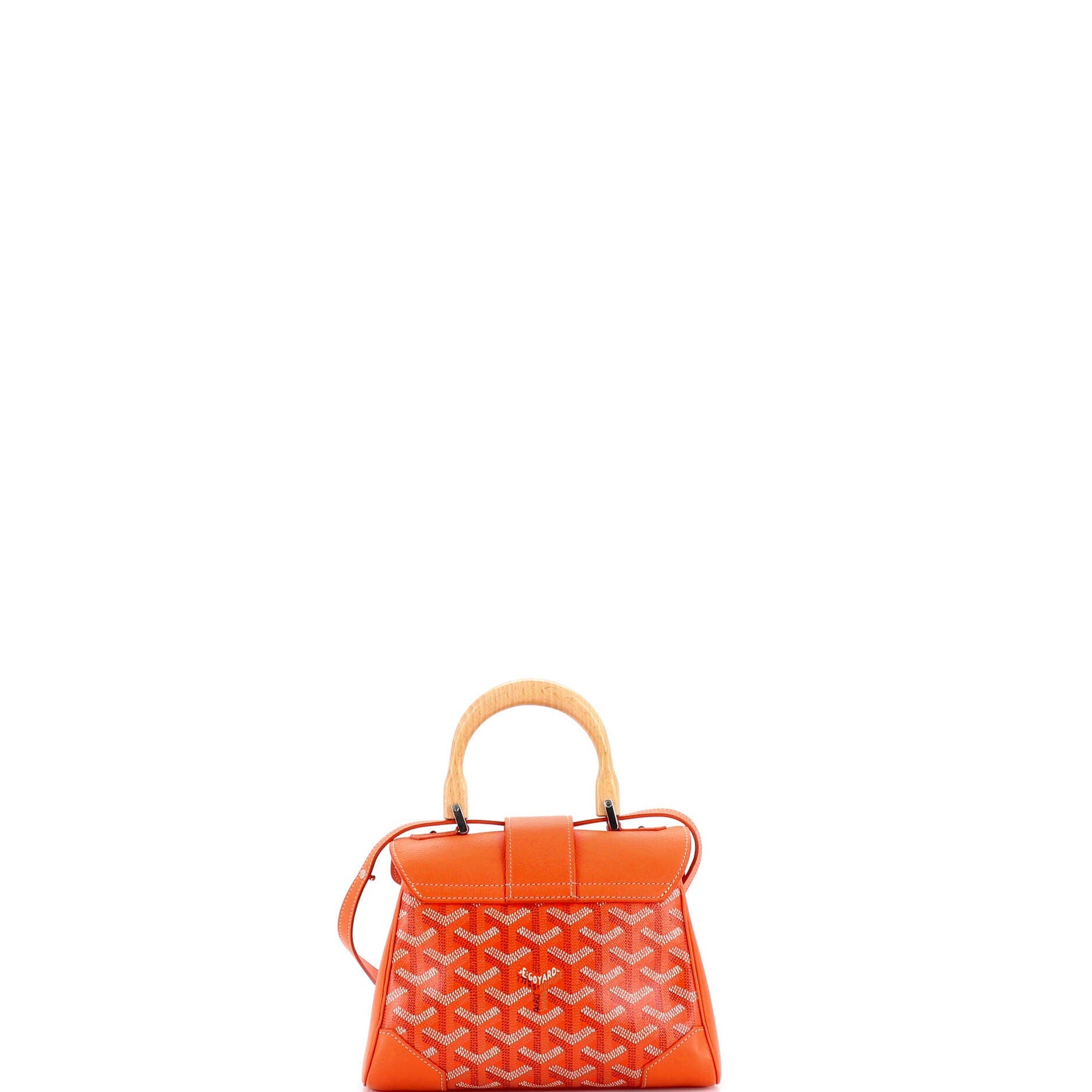 Pre-Owned Goyard Saigon Top Handle Bag Coated Canvas with Leather Mini, Alternate, color, Orange