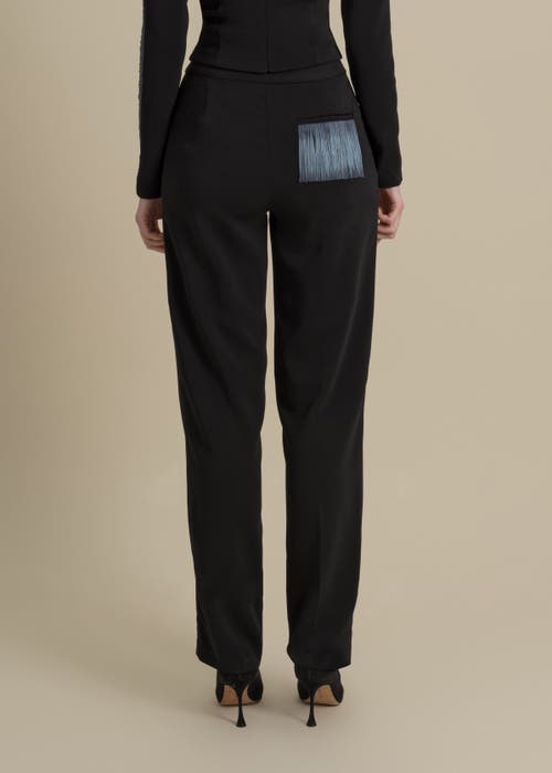 Contessa Mills Medusa Fringe Loose-fit Double-pleat Stretch Crepe Trousers In Gray