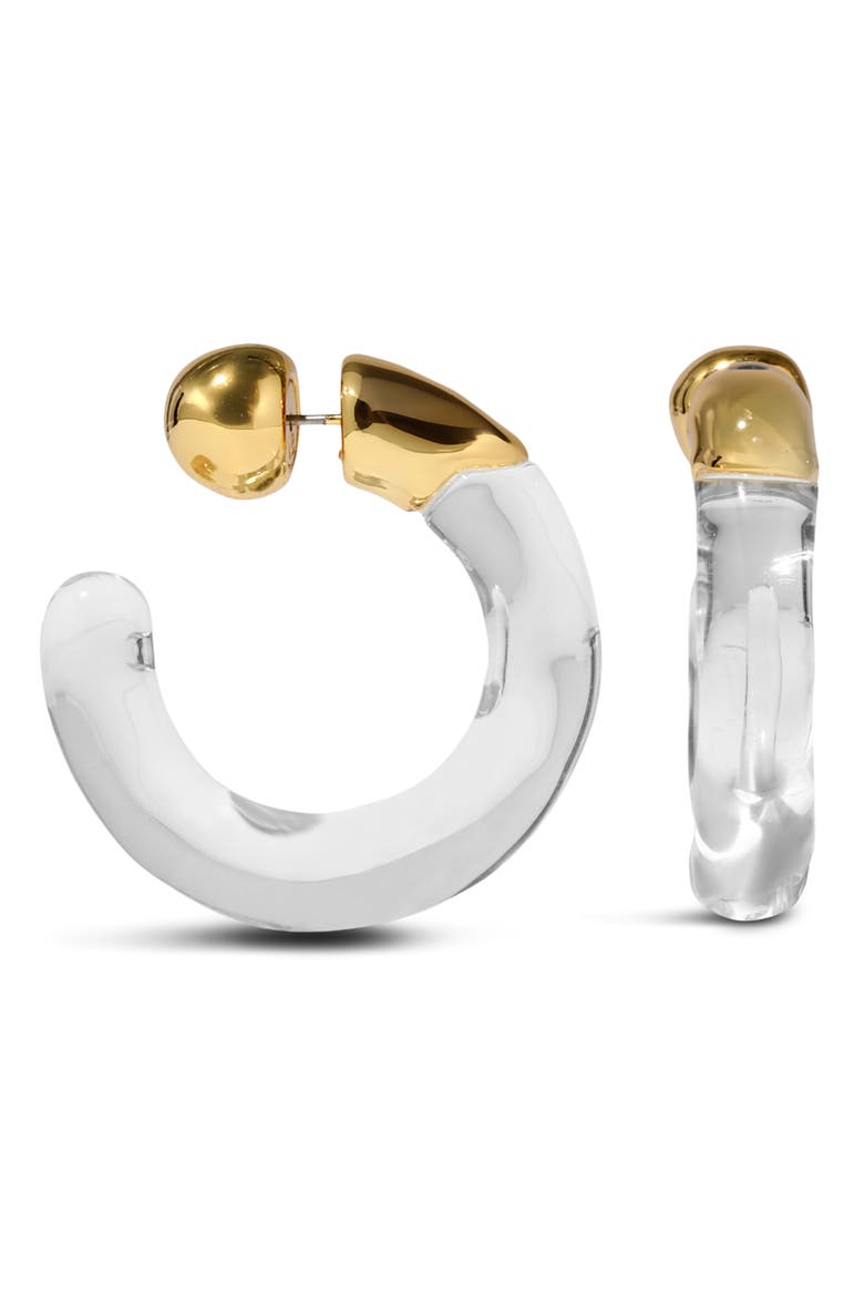 Liquid Lucite Front/Back Hoop Earrings, Main, color, GOLD/ LUCITE