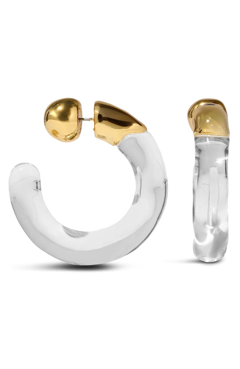 Alexis Bittar Liquid Lucite Front/Back Hoop Earrings, Main, color, Gold/ Lucite