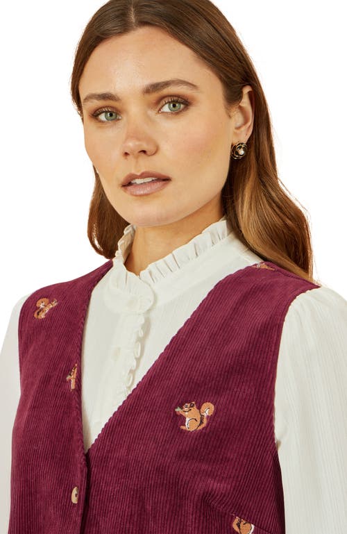 Yumi Cord Tunic Dress With Pockets In Burgundy