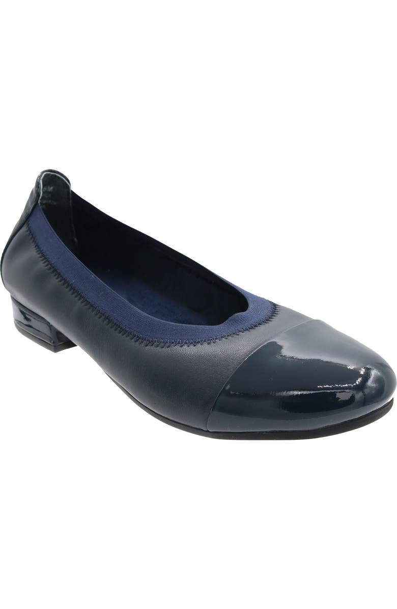 David Tate Nicole Cap Toe Flat, Main, color, Navy / Bone Pat