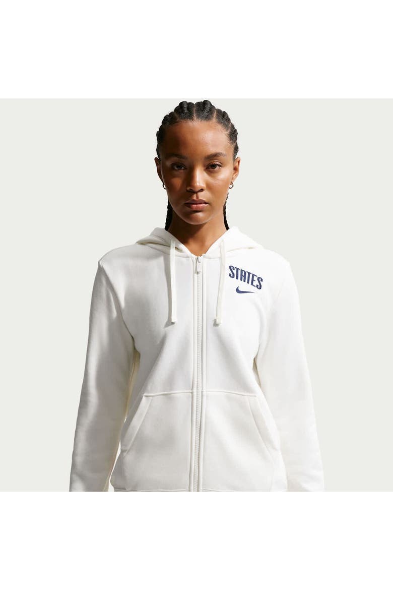 Women's Nike White USMNT Club Fleece Full-Zip Hoodie, Alternate, color, White