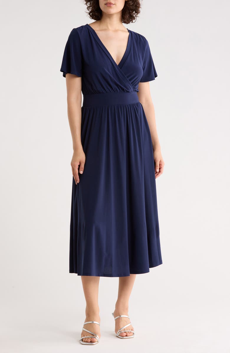 West Kei Knit Short Sleeve Midi Dress, Main, color, Navy