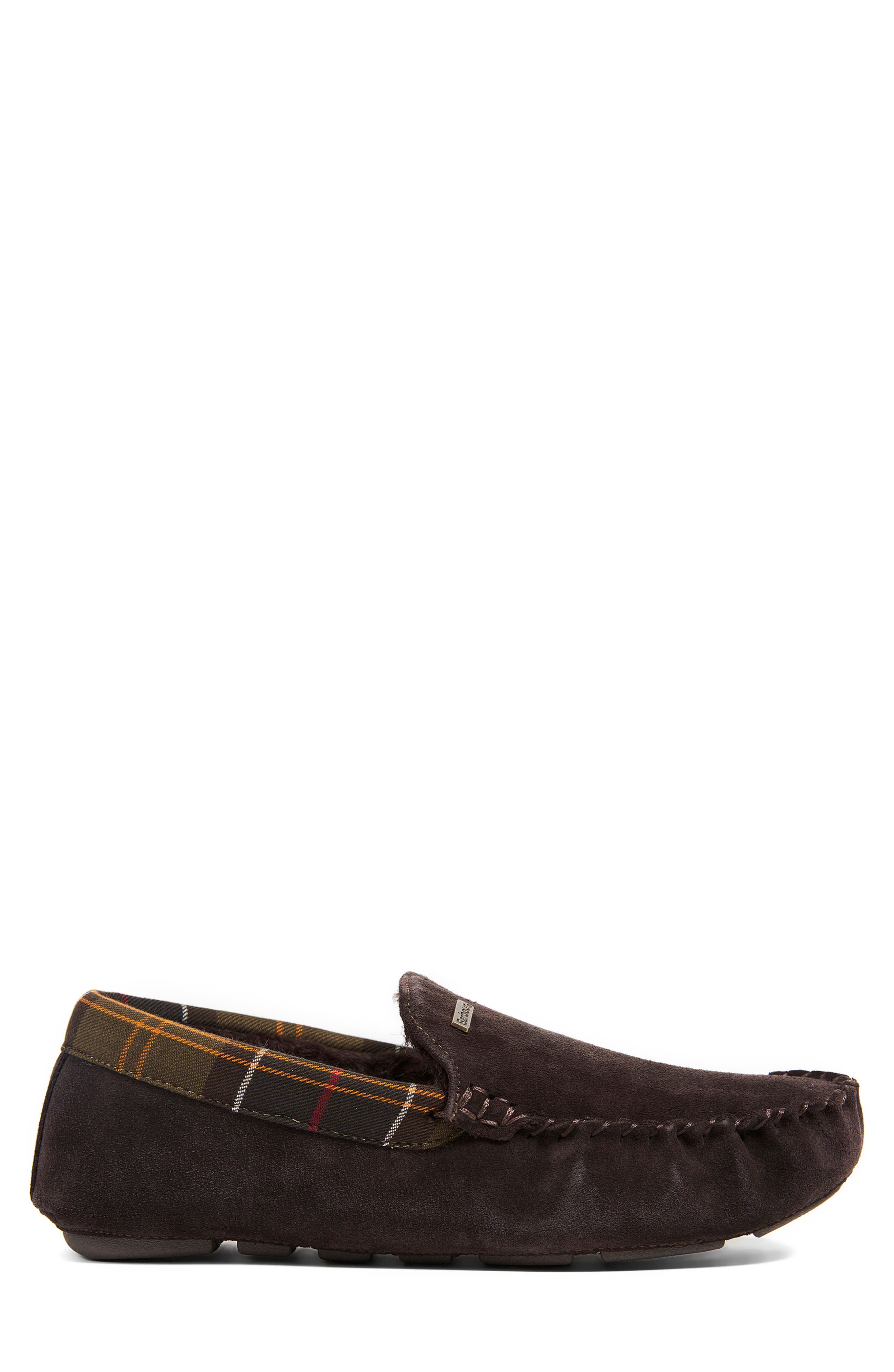 Barbour Monty Faux Fur Lined Slipper, Alternate, color, Brown Suede