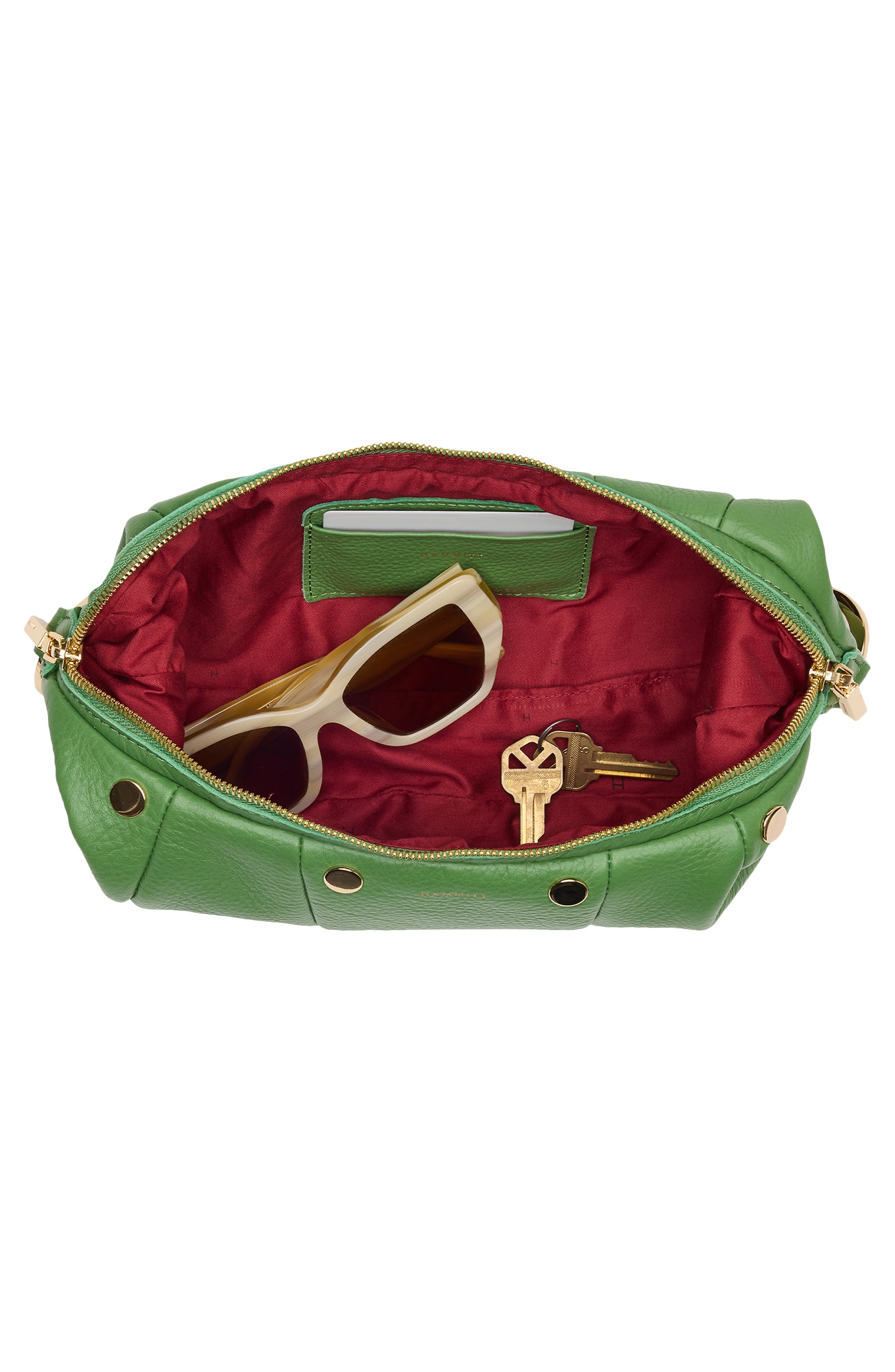 HAMMITT Small Erica Leather Shoulder Bag, Alternate, color, Calypso Pebble/ Gold