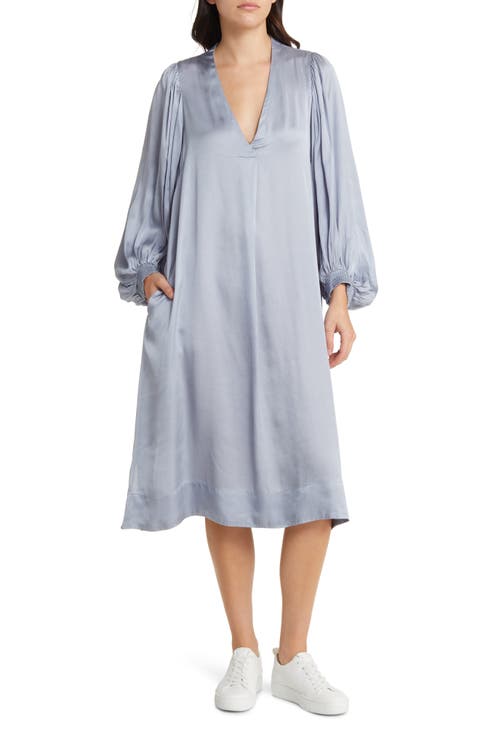 Nalo Long Sleeve Satin Shift Dress