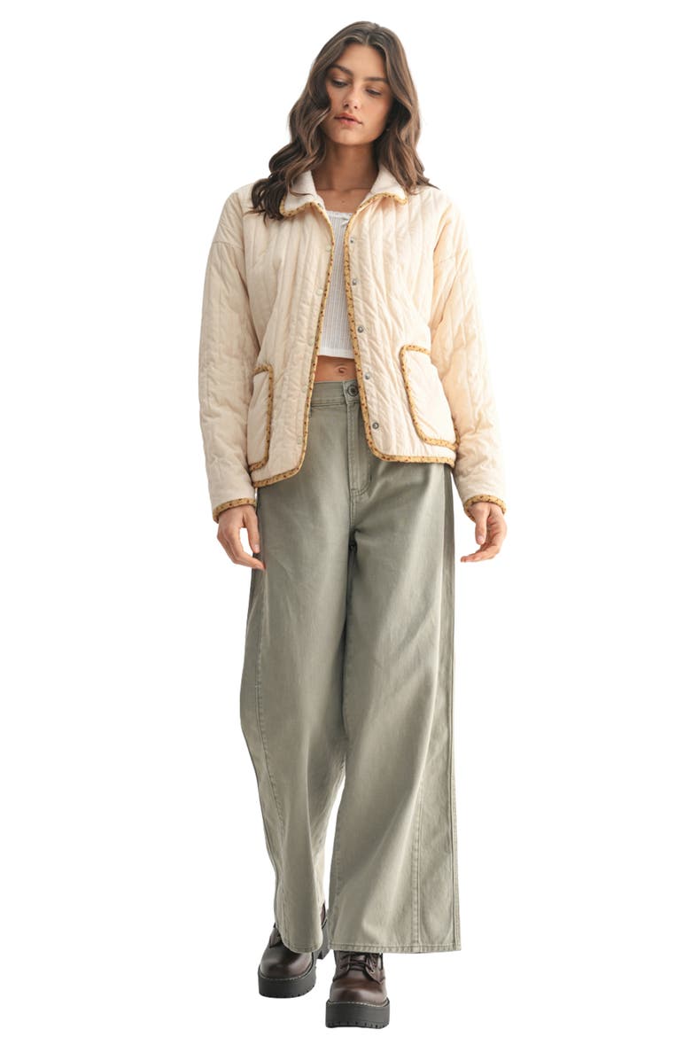 Floral Faux Shearling Jacket, Alternate, color, CREAM/ TAUPE