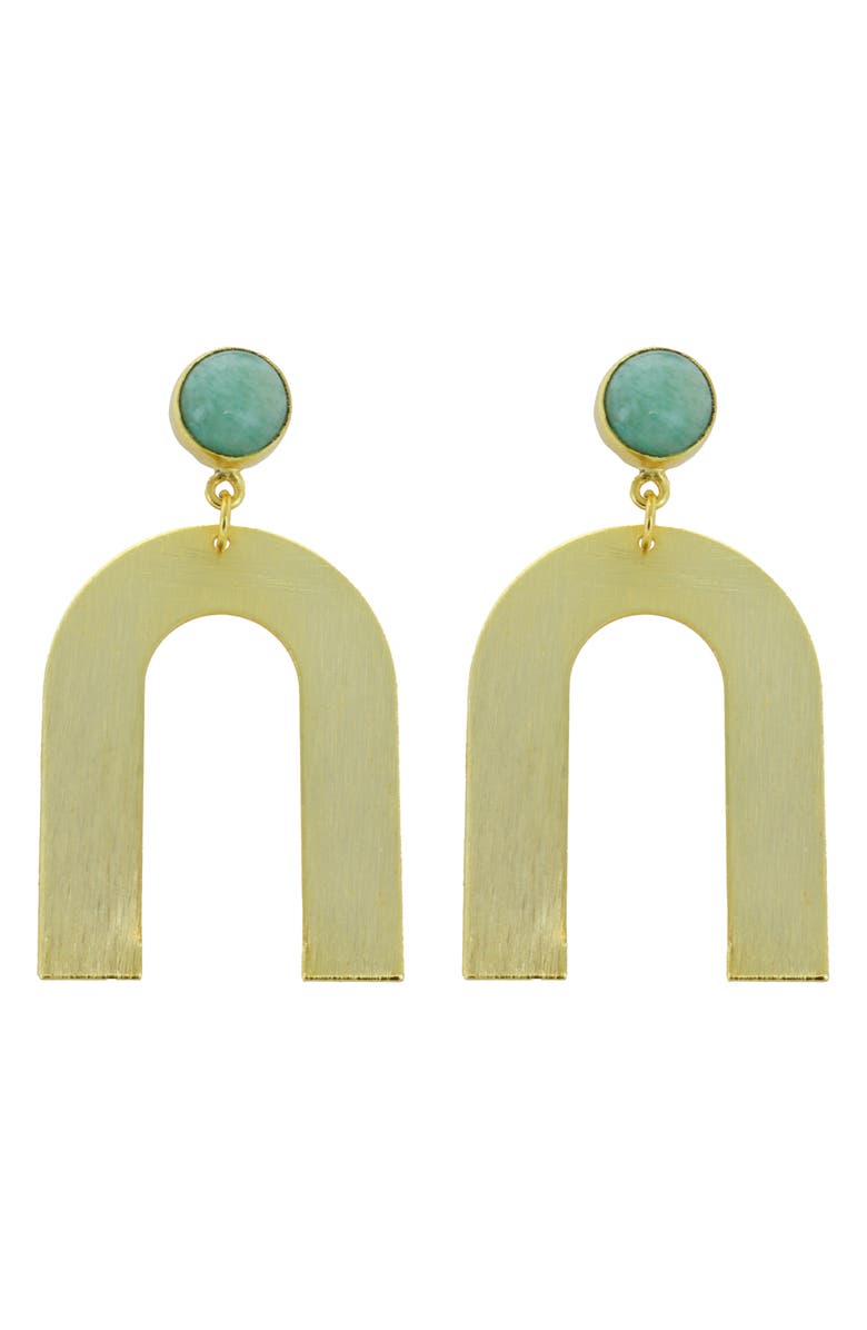 Panacea Amazonite Top U Earrings, Main, color, 