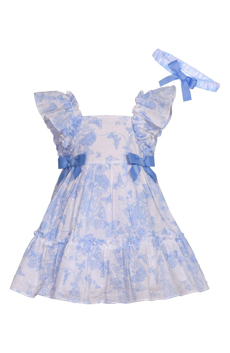 Iris & Ivy Kids' Toile Butterfly Ruffle Dress & Headband Set, Main, color,