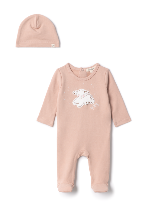 Girl Sheep Embroidered Romper with Matching Hat (Baby)