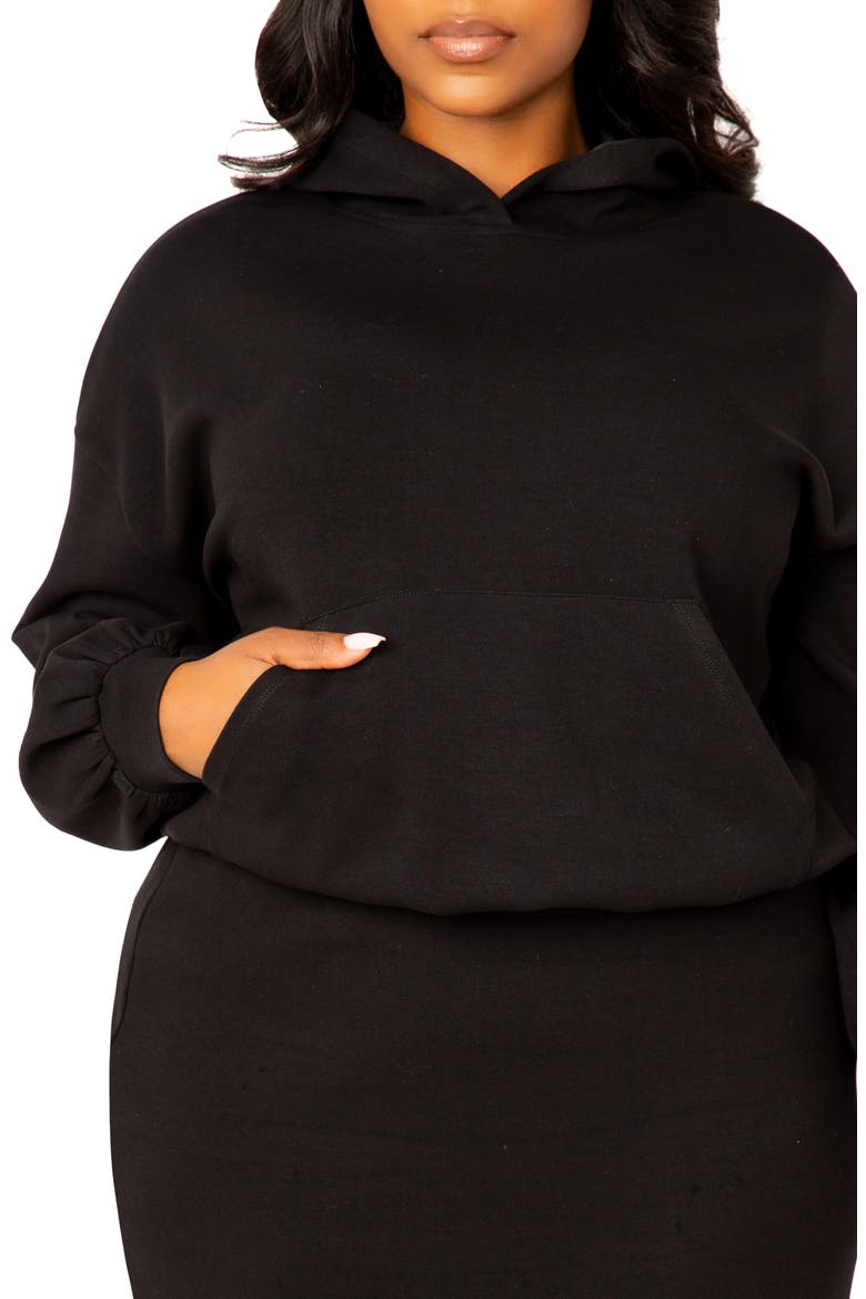 Scuba Knit Hoodie & Midi Skirt Set, Alternate, color, BLACK