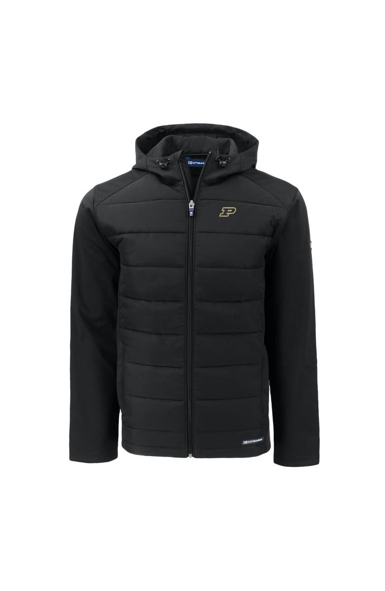 Cutter & Buck Men's Cutter & Buck  Black Purdue Boilermakers Big & Tall Evoke Hybrid Eco Softshell Recycled Full-Zip Hoodie, Alternate, color, 