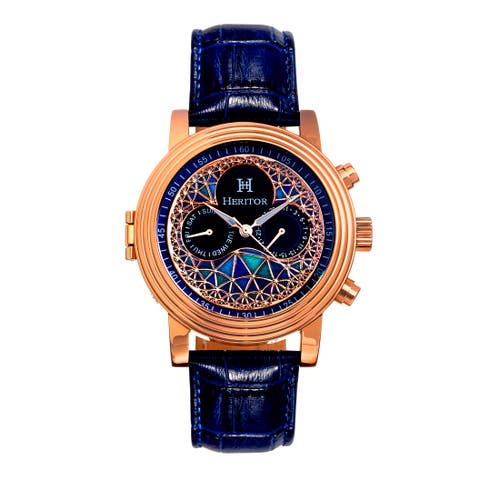 Legacy Leather-Band Watch w/Day/Date