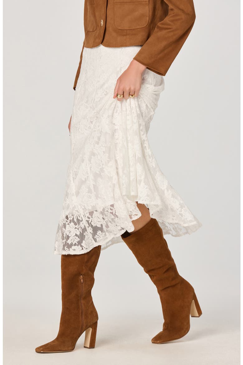 Cotton Blend Lace Midi Skirt, Alternate, color, OFF WHITE