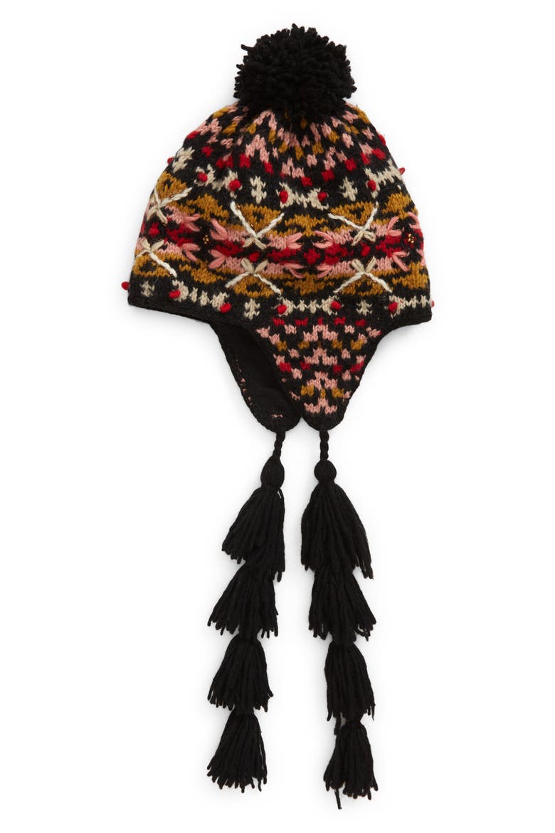 Sedona Ear Flap Wool Hat, Main, color, BLACK