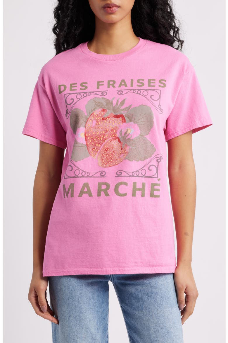 Des Fraises Marché Cotton Graphic T-Shirt, Main, color, AZALEA