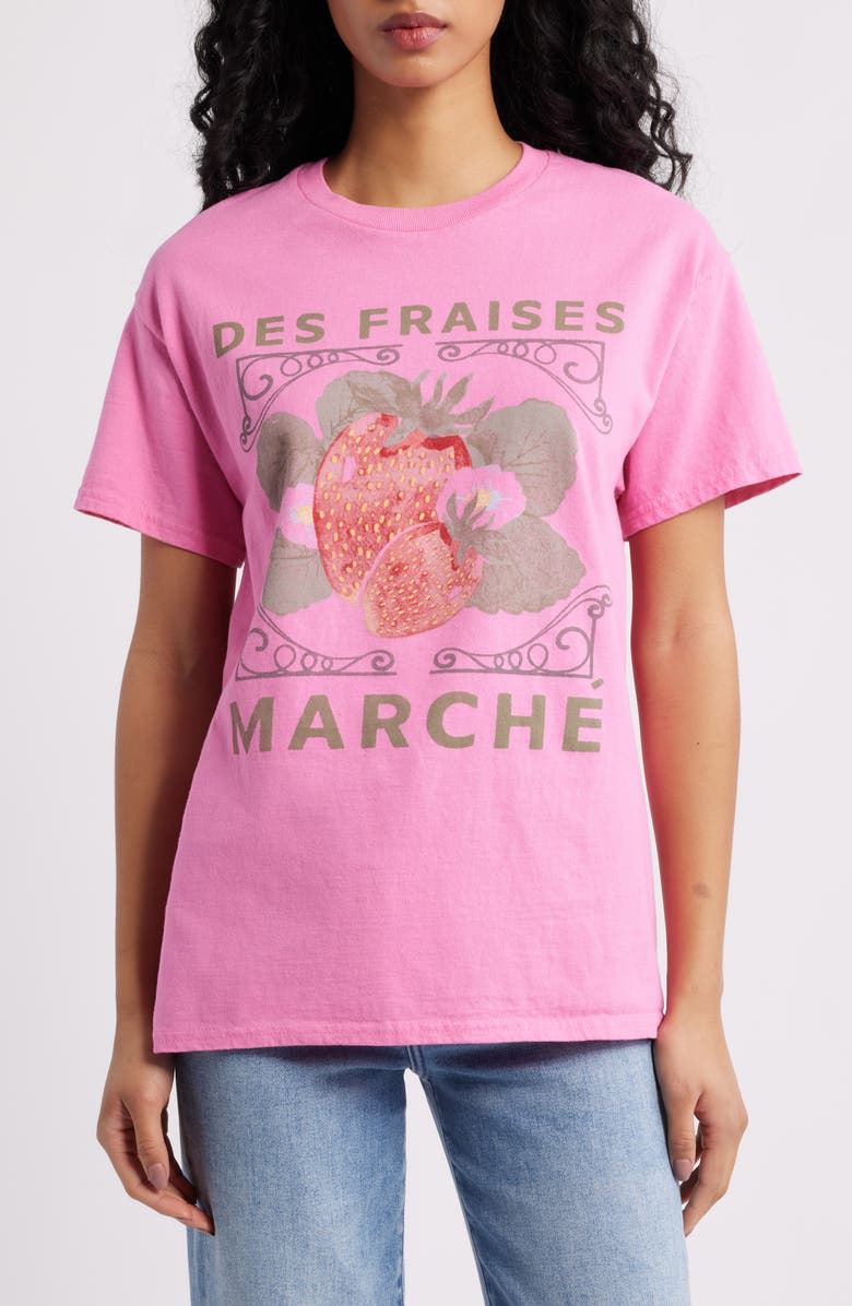 Junk Food Des Fraises Marché Cotton Graphic T-Shirt, Main, color, Azalea
