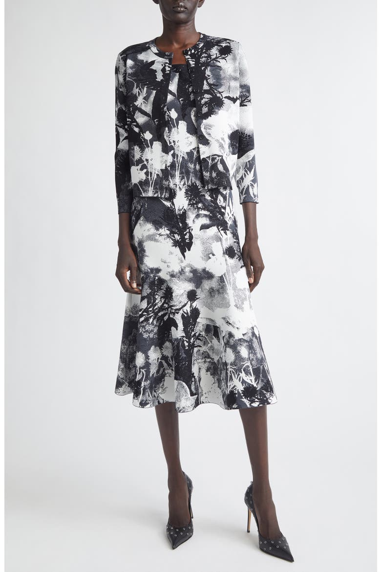 Floral Jacquard Midi Sweater Dress, Alternate, color, IVORY/ BLACK