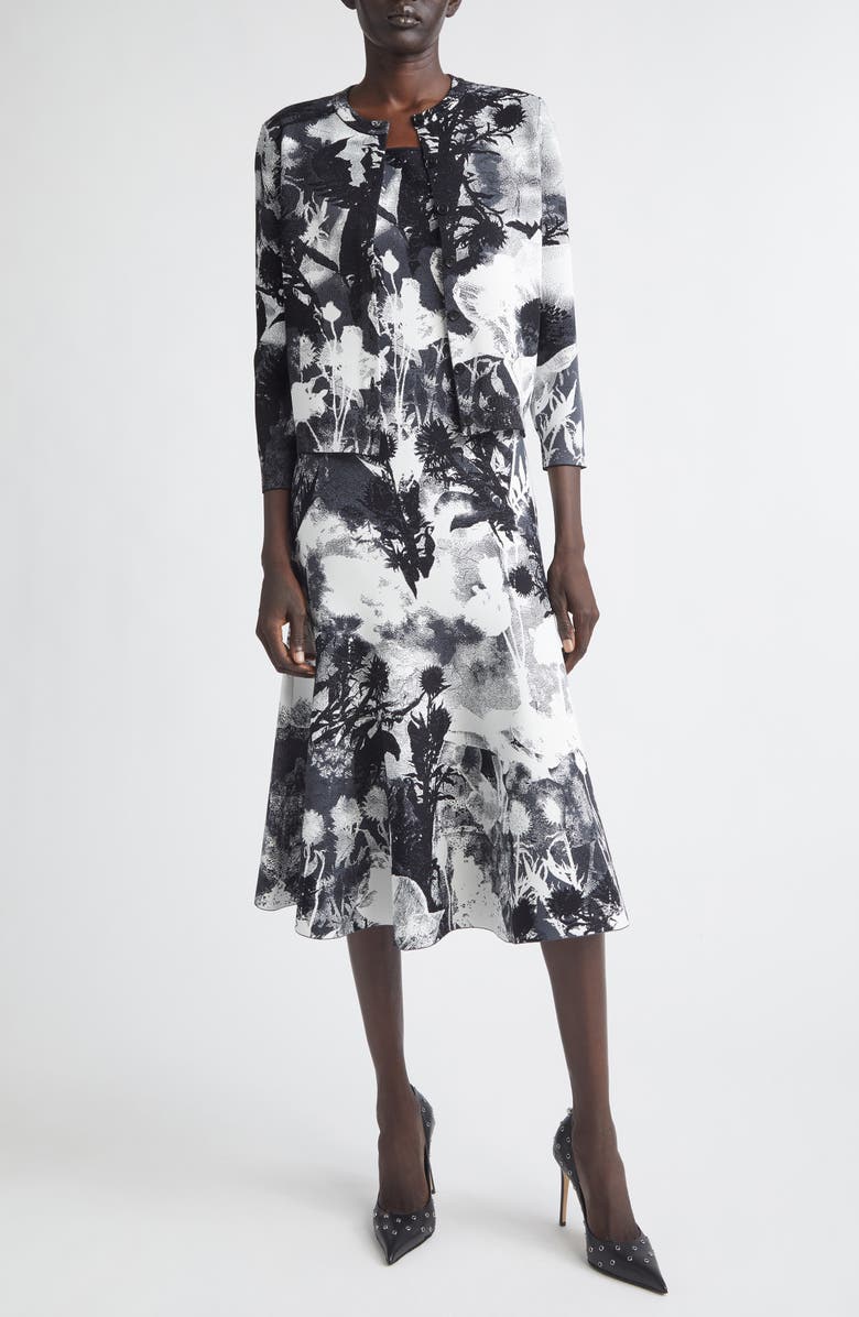 McQueen Floral Jacquard Midi Sweater Dress, Alternate, color, Ivory/ Black