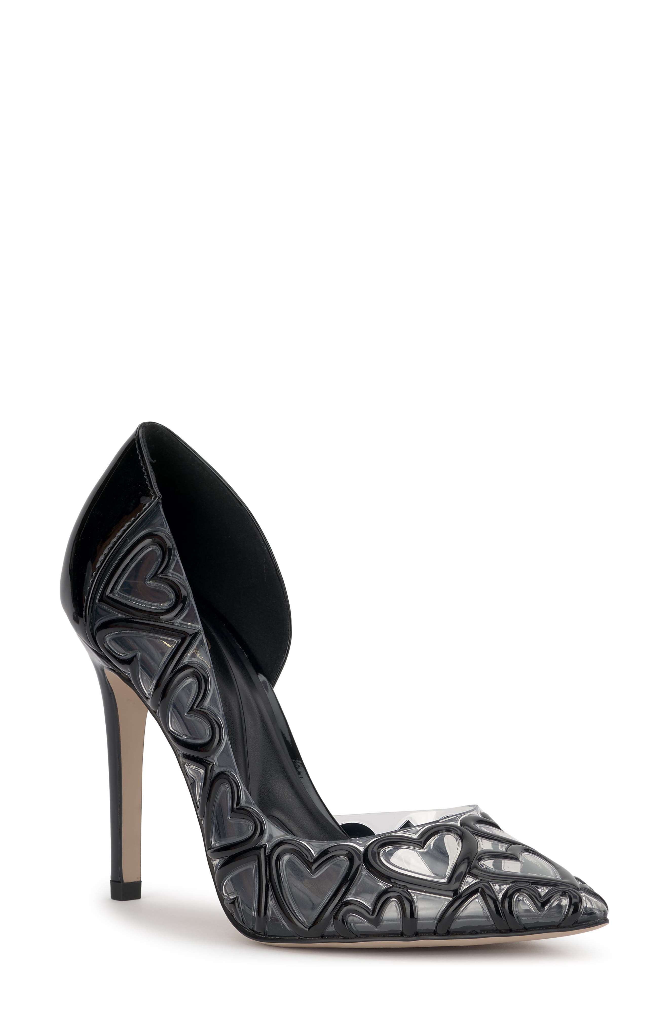 Jessica Simpson Palvin Half d'Orsay Pointed Toe Pump, Main, color, Black/ Clear